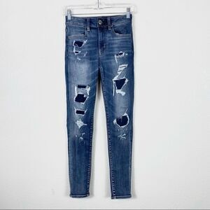 American Eagle Ripped & Patched High Rise Skinny Jegging Jeans